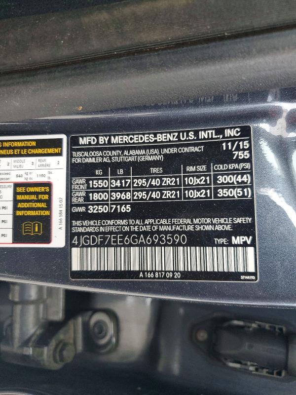 Продаж на аукціоні авто 2016 Mercedes-benz Gl, vin: 4JGDF7EE6GA693590, номер лоту: 47186726
