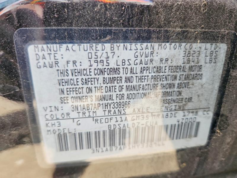 2017 Nissan Sentra მანქანა იყიდება აუქციონზე, vin: 3N1AB7AP1HY338966, აუქციონის ნომერი: 46961306