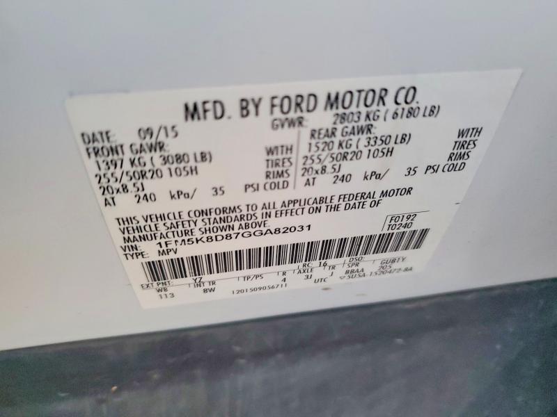 Aukcja sprzedaży 2016 Ford Explorer, vin: 1FM5K8D87GGA82031, numer aukcji: 79672575