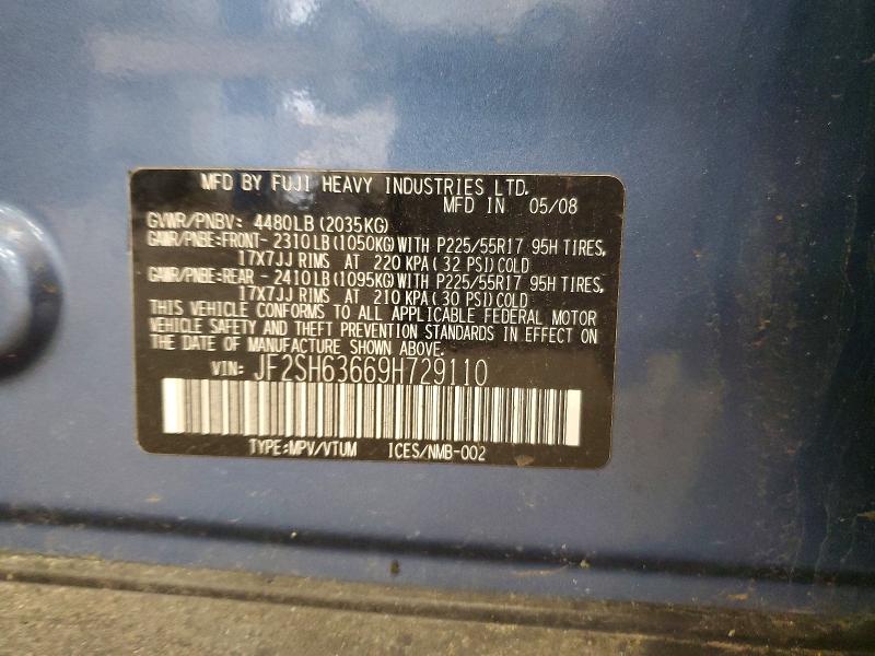 Aukcja sprzedaży 2009 Subaru Forester, vin: JF2SH63669H729110, numer aukcji: 45755816