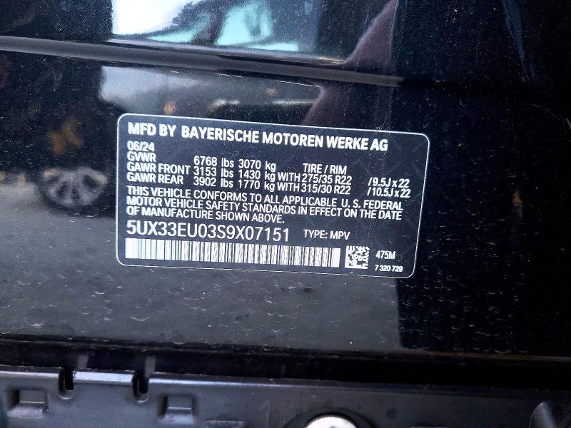 Продаж на аукціоні авто 2025 Bmw X5, vin: 5UX33EU03S9X07151, номер лоту: 46065326