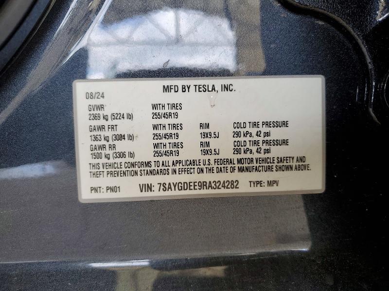 Продажа на аукционе авто 2024 Tesla Model Y, vin: 7SAYGDEE9RA324282, номер лота: 45869906