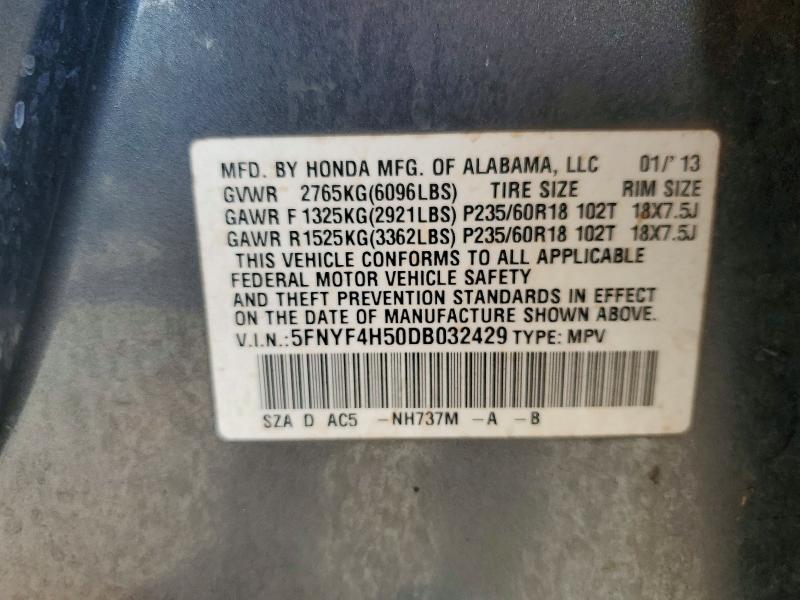 Aukcja sprzedaży 2013 Honda Pilot, vin: 5FNYF4H50DB032429, numer aukcji: 47659886