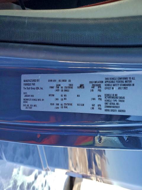 Aukcja sprzedaży 2022 Ram Promaster 3500, vin: 3C7WRVMGXNE136545, numer aukcji: 90462655