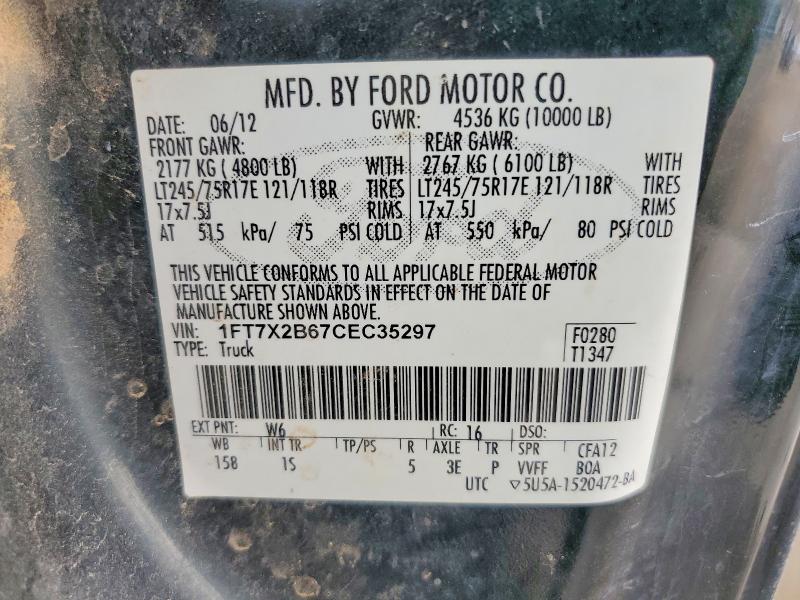 55807656 :رقم المزاد ، 1FT7X2B67CEC35297 vin ، 2012 Ford F250 مزاد بيع