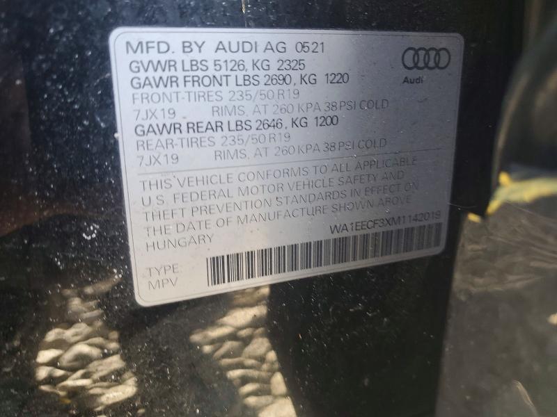 Aukcja sprzedaży 2021 Audi Q3, vin: WA1EECF3XM1142019, numer aukcji: 45650526