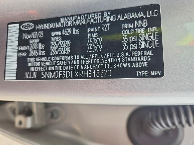 46697086 :رقم المزاد ، 5NMJF3DEXRH348220 vin ، 2024 Hyundai Tucson مزاد بيع