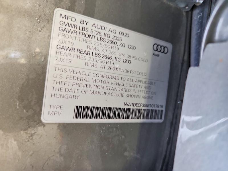 Aukcja sprzedaży 2021 Audi Q3, vin: WA1DECF39M1017816, numer aukcji: 79278075