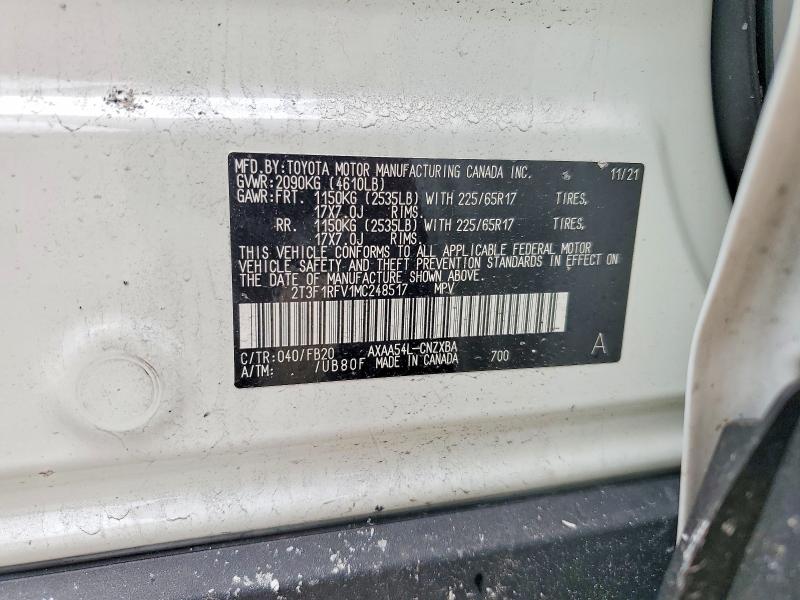 2021 Toyota Rav4 მანქანა იყიდება აუქციონზე, vin: 2T3F1RFV1MC248517, აუქციონის ნომერი: 47511046