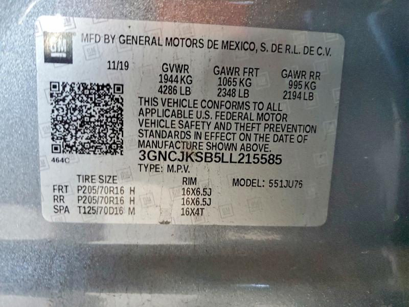 Продажа на аукционе авто 2020 Chevrolet Trax, vin: 3GNCJKSB5LL215585, номер лота: 46541966