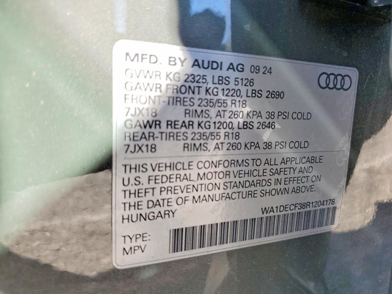 Продаж на аукціоні авто 2024 Audi Q3, vin: WA1DECF38R1204178, номер лоту: 46549536