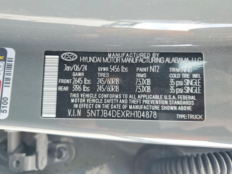 Aukcja sprzedaży 2024 Hyundai Santa Cruz, vin: 5NTJB4DEXRH104878, numer aukcji: 46139086
