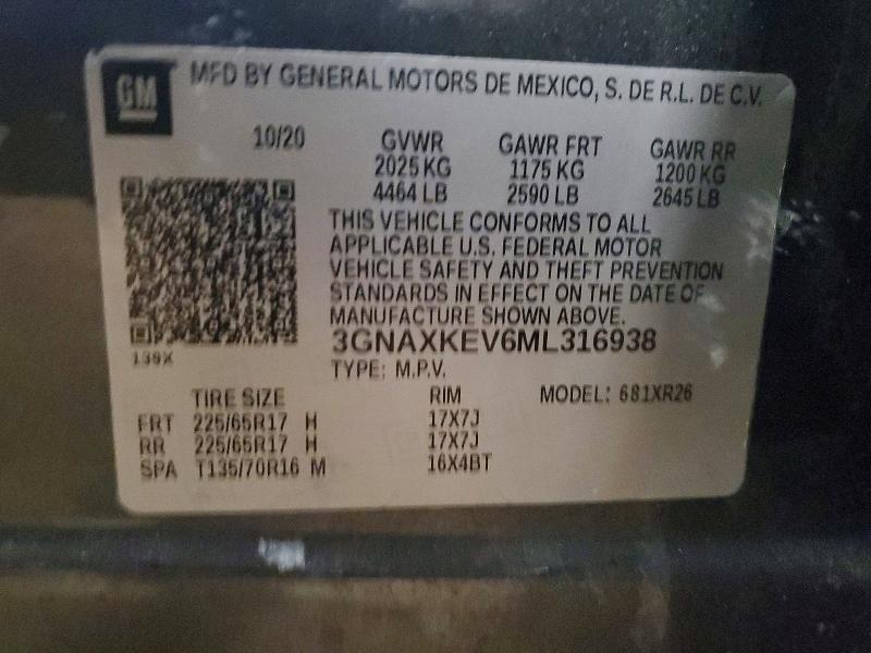 Продажа на аукционе авто 2021 Chevrolet Equinox, vin: 3GNAXKEV6ML316938, номер лота: 46511786