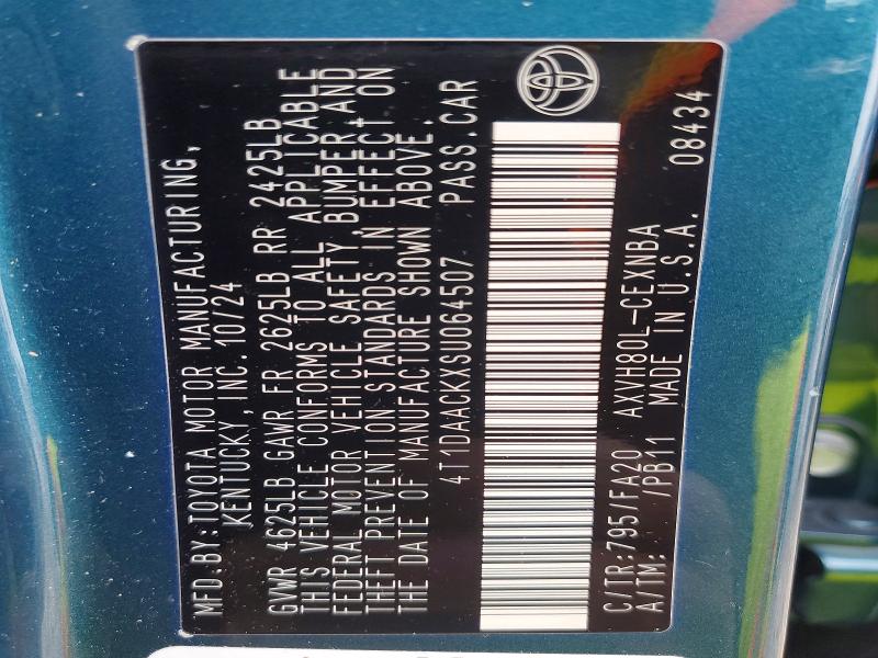 79975105 :رقم المزاد ، 4T1DAACKXSU064507 vin ، 2025 Toyota Camry مزاد بيع
