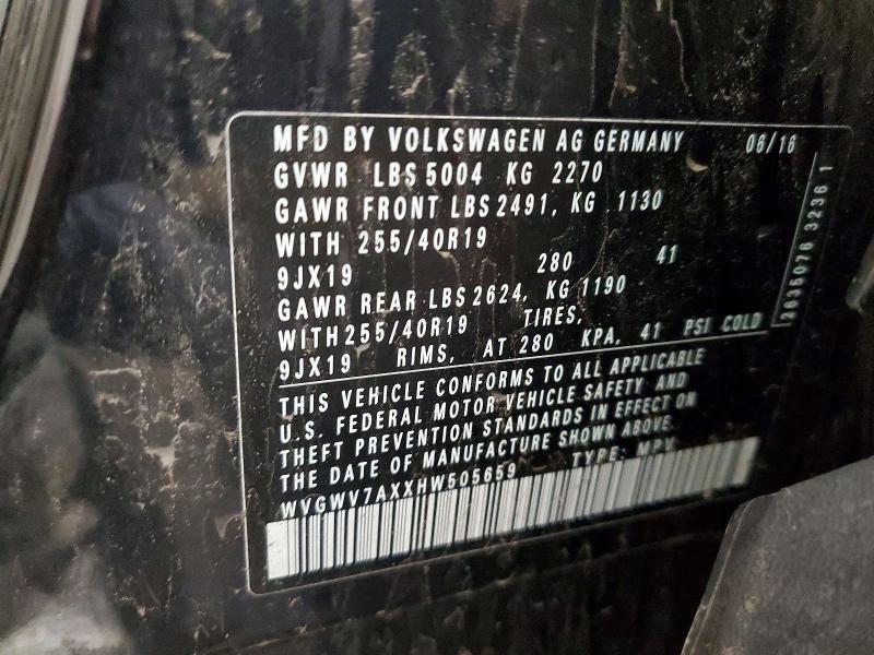 Продаж на аукціоні авто 2017 Volkswagen Tiguan, vin: WVGWV7AXXHW505659, номер лоту: 48274296