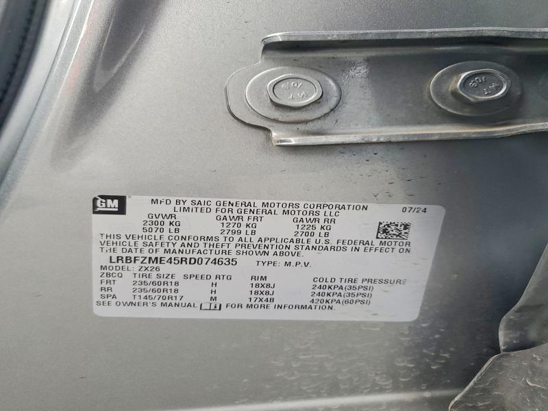 Продаж на аукціоні авто 2024 Buick Envision, vin: LRBFZME45RD074635, номер лоту: 45678656
