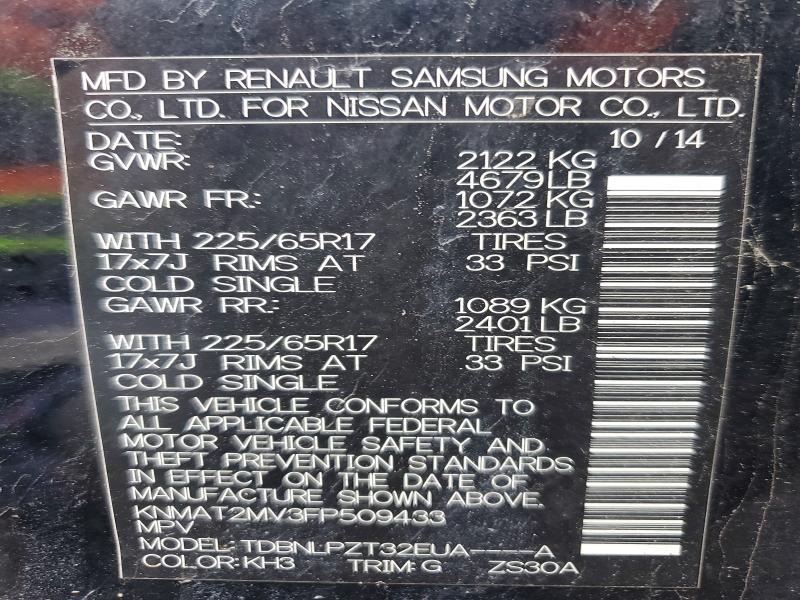 Продаж на аукціоні авто 2015 Nissan Rogue, vin: KNMAT2MV3FP509433, номер лоту: 47510516