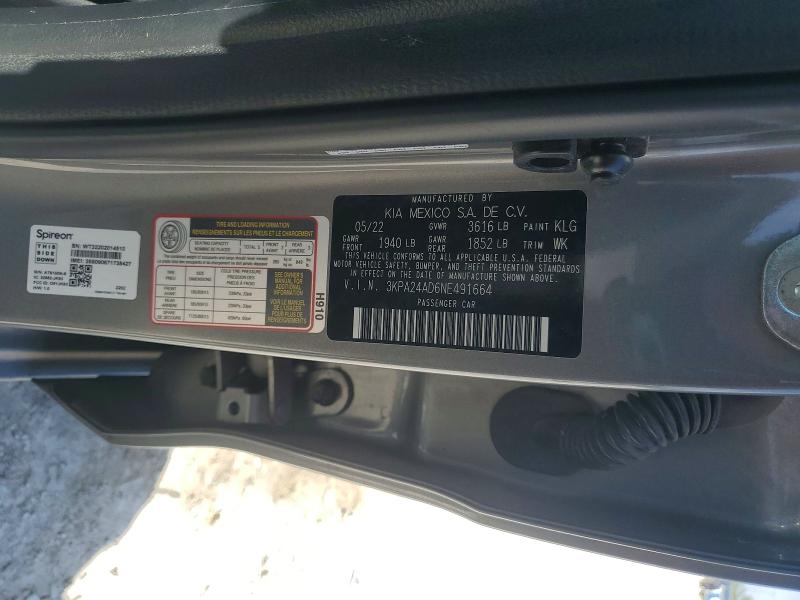 2022 Kia Rio მანქანა იყიდება აუქციონზე, vin: 3KPA24AD6NE491664, აუქციონის ნომერი: 46617996