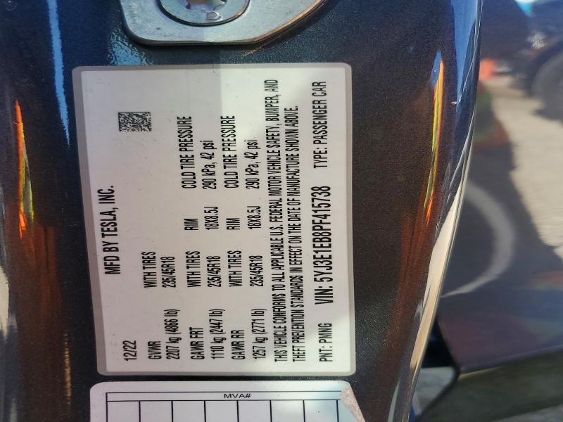 Продажа на аукционе авто 2023 Tesla Model 3, vin: 5YJ3E1EB8PF415738, номер лота: 46438826