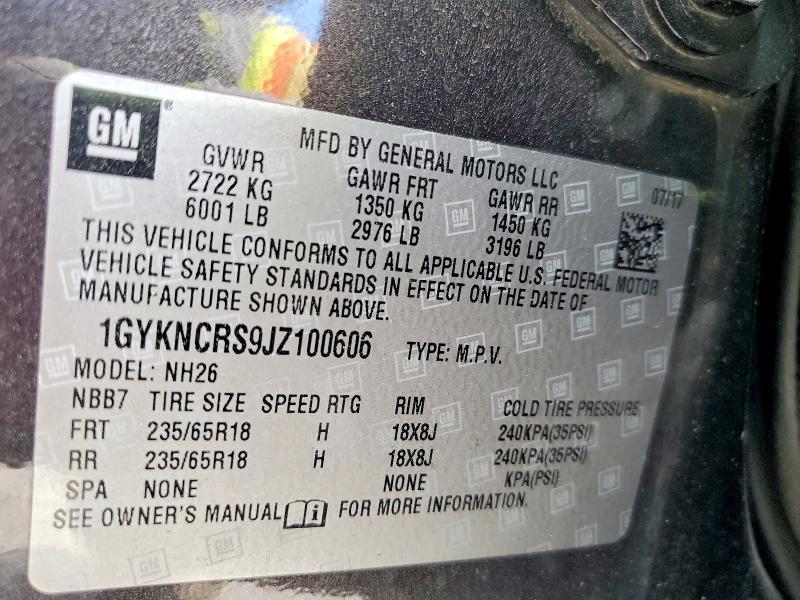 79598665 :رقم المزاد ، 1GYKNCRS9JZ100606 vin ، 2018 Cadillac Xt5 مزاد بيع