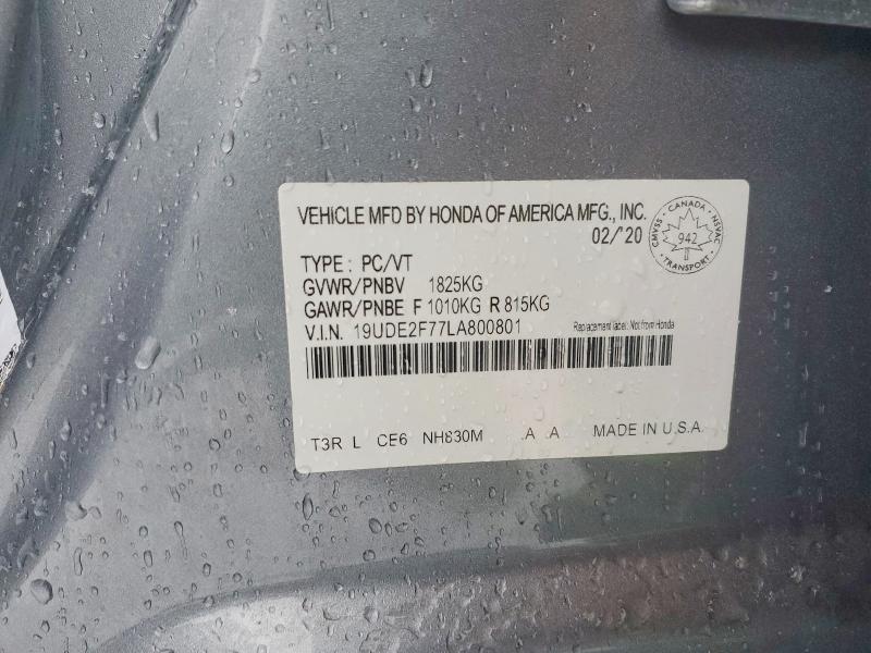 46494046 :رقم المزاد ، 19UDE2F77LA800801 vin ، 2020 Acura Ilx مزاد بيع