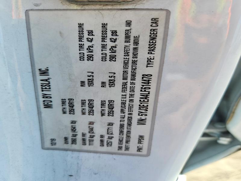 Продажа на аукционе авто 2020 Tesla Model 3, vin: 5YJ3E1EA4LF614478, номер лота: 46398346