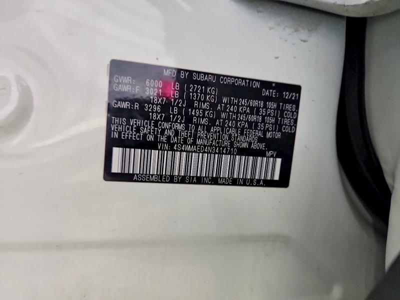 Продаж на аукціоні авто 2022 Subaru Ascent, vin: 4S4WMAED4N3414710, номер лоту: 47470916