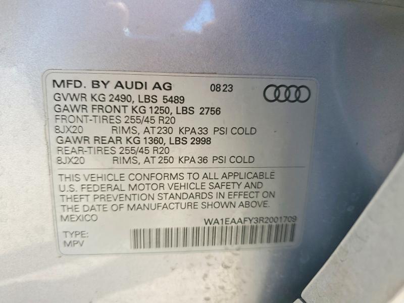 2024 Audi Q5 მანქანა იყიდება აუქციონზე, vin: WA1EAAFY3R2001709, აუქციონის ნომერი: 41621376