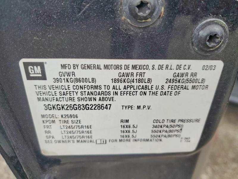 Продажа на аукционе авто 2003 Gmc Yukon Xl, vin: 3GKGK26G83G228647, номер лота: 45947936