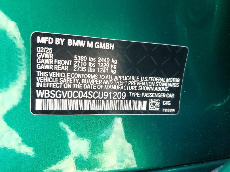Продажа на аукционе авто 2025 Bmw M8, vin: WBSGV0C04SCU91209, номер лота: 45457486