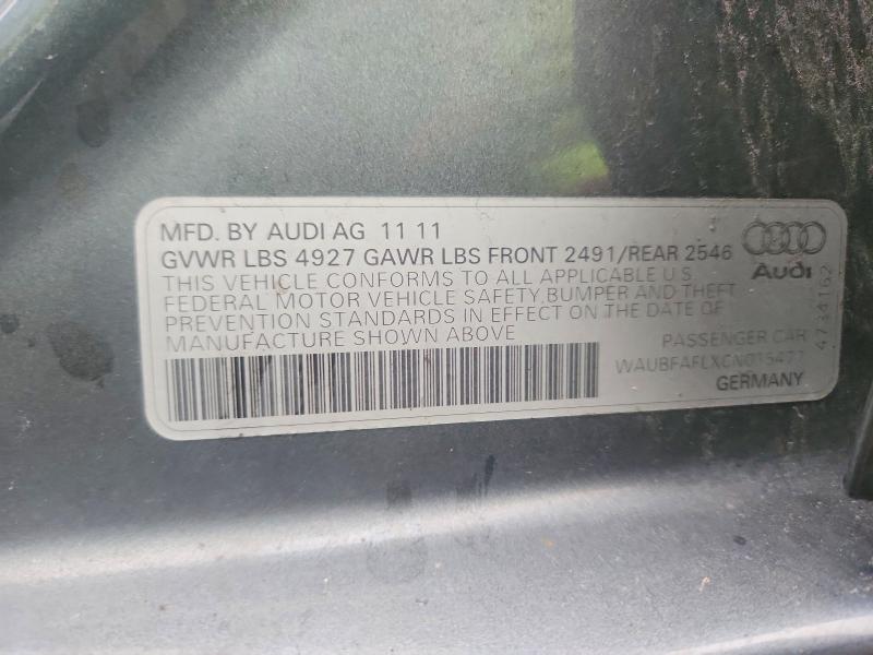 Продаж на аукціоні авто 2012 Audi A4, vin: WAUBFAFLXCN015477, номер лоту: 41770096