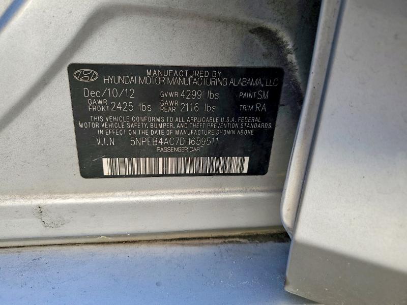 46931066 :رقم المزاد ، 5NPEB4AC7DH659511 vin ، 2013 Hyundai Sonata مزاد بيع