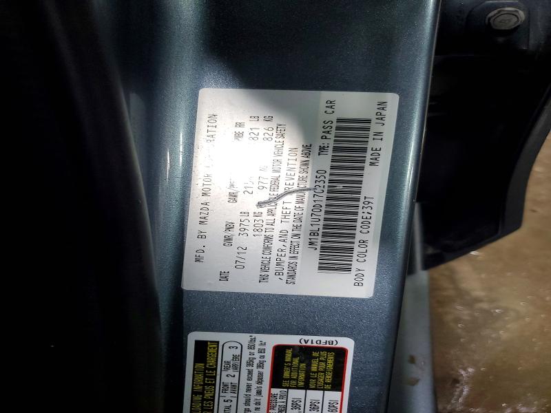 46665236 :رقم المزاد ، JM1BL1U70D1702350 vin ، 2013 Mazda 3 مزاد بيع