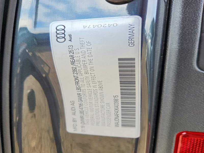 Aukcja sprzedaży 2019 Audi A4, vin: WAUDNAF40KA039815, numer aukcji: 47045756