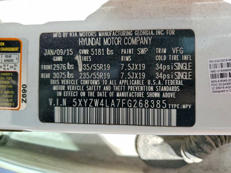 2015 Hyundai Santa Fe Sport მანქანა იყიდება აუქციონზე, vin: 5XYZW4LA7FG268385, აუქციონის ნომერი: 47474506