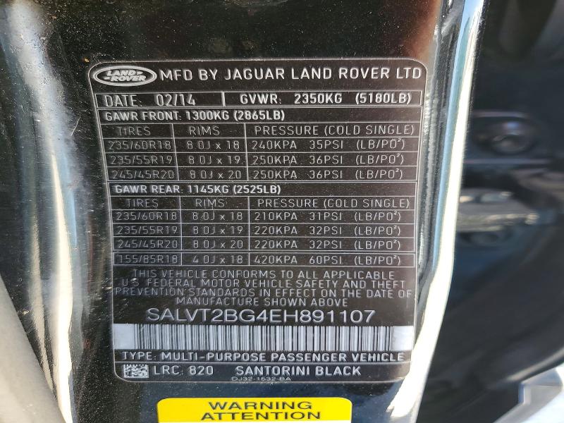 Продаж на аукціоні авто 2014 Land Rover Range Rover Evoque, vin: SALVT2BG4EH891107, номер лоту: 47073726