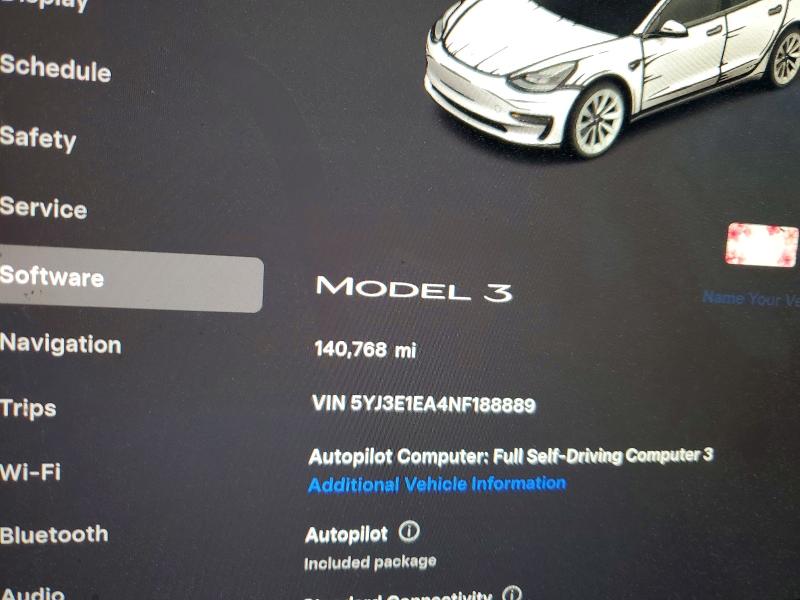 Aukcja sprzedaży 2022 Tesla Model 3, vin: 5YJ3E1EA4NF188889, numer aukcji: 79190105
