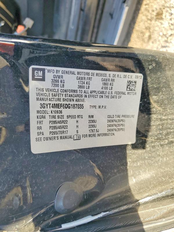 2013 Cadillac Escalade მანქანა იყიდება აუქციონზე, vin: 3GYT4MEF6DG187035, აუქციონის ნომერი: 45671256
