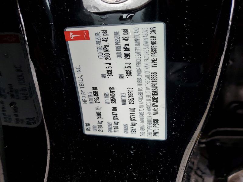 2018 Tesla Model 3 მანქანა იყიდება აუქციონზე, vin: 5YJ3E1EA2JF018556, აუქციონის ნომერი: 41929506
