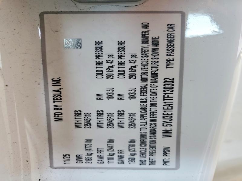 Продаж на аукціоні авто 2026 Tesla Model 3, vin: 5YJ3E1EA1TF130302, номер лоту: 45853296