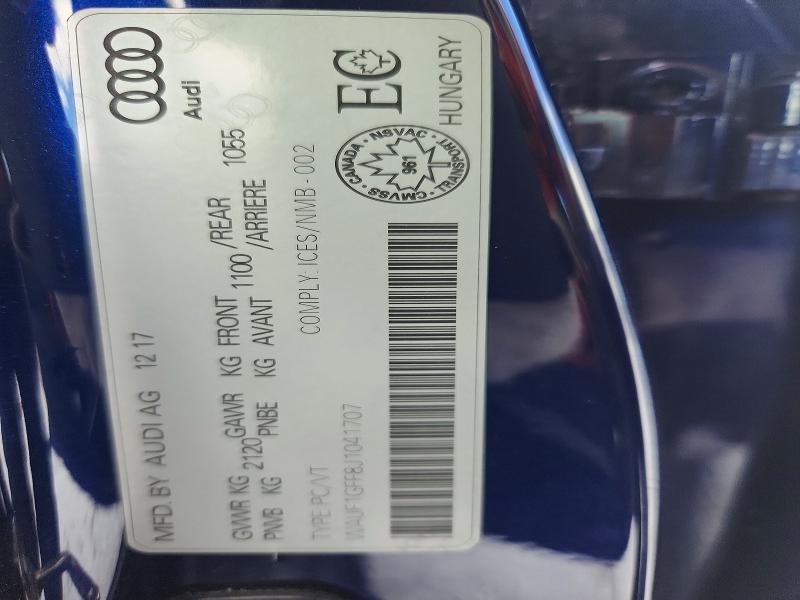 Aukcja sprzedaży 2018 Audi S3, vin: WAUF1GFF8J1041707, numer aukcji: 45943096