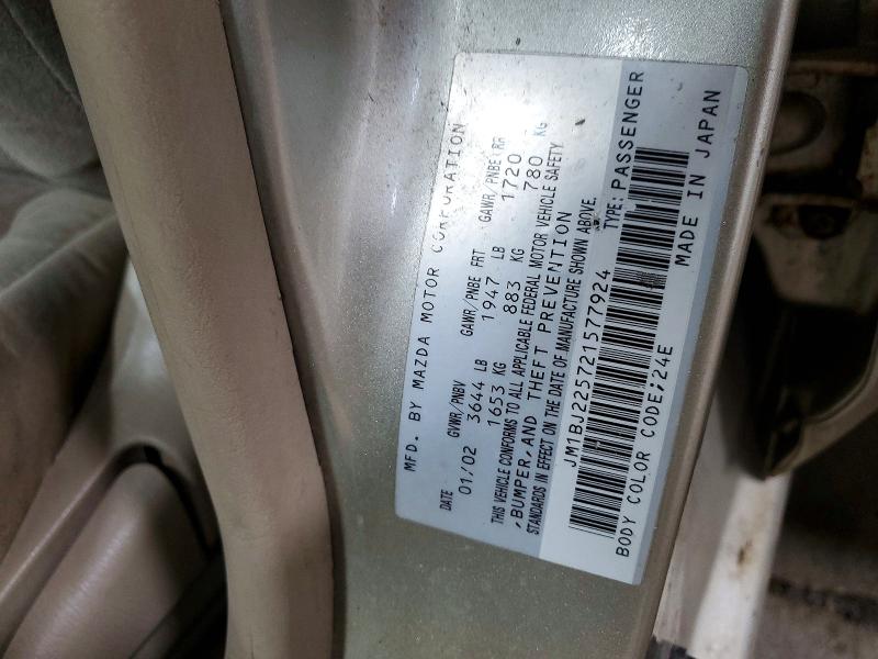 46706496 :رقم المزاد ، JM1BJ225721577924 vin ، 2002 Mazda Protege مزاد بيع