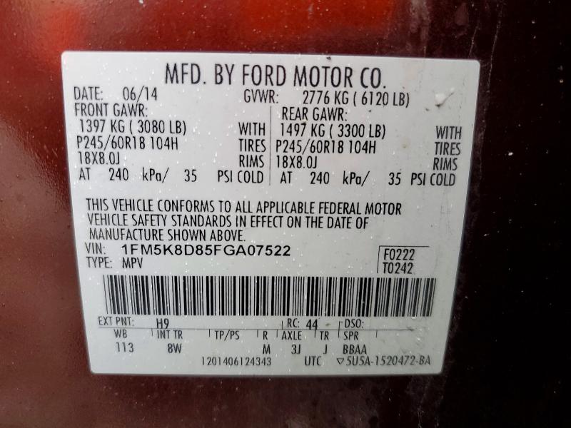 Aukcja sprzedaży 2015 Ford Explorer, vin: 1FM5K8D85FGA07522, numer aukcji: 46836356