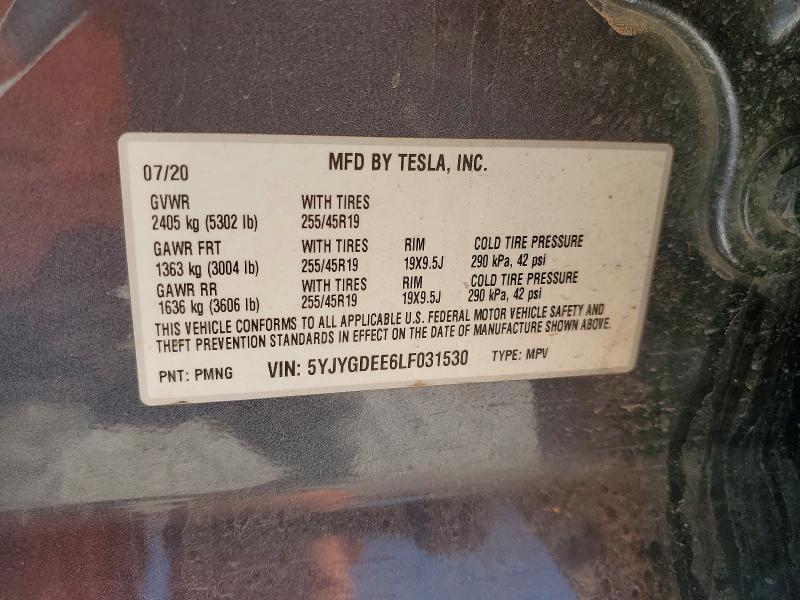 Продажа на аукционе авто 2020 Tesla Model Y, vin: 5YJYGDEE6LF031530, номер лота: 46153546