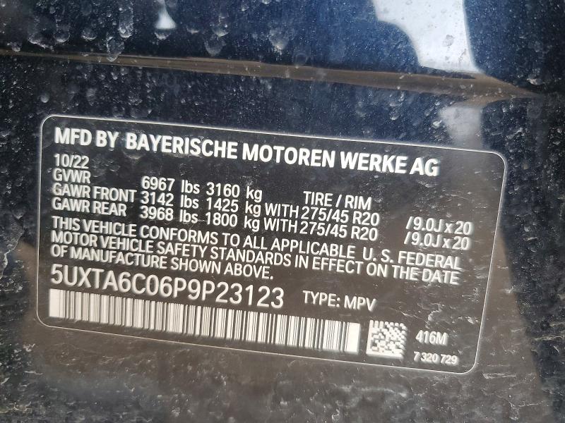 46530836 :رقم المزاد ، 5UXTA6C06P9P23123 vin ، 2023 Bmw X5 مزاد بيع