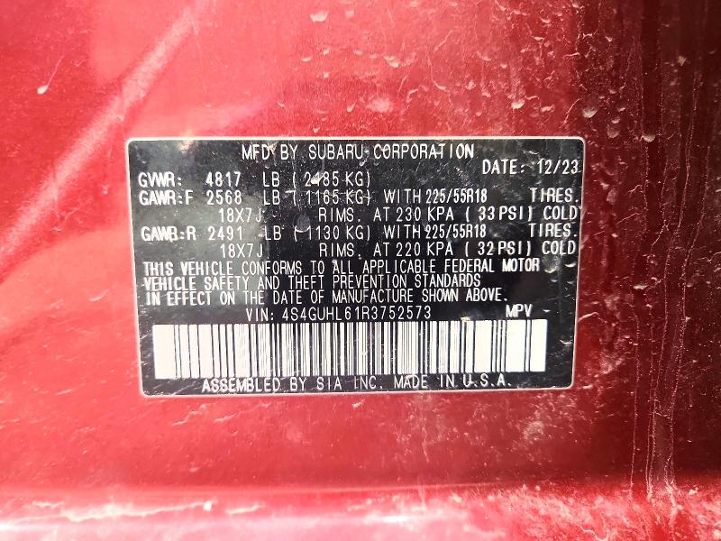 Aukcja sprzedaży 2024 Subaru Crosstrek, vin: 4S4GUHL61R3752573, numer aukcji: 46634286