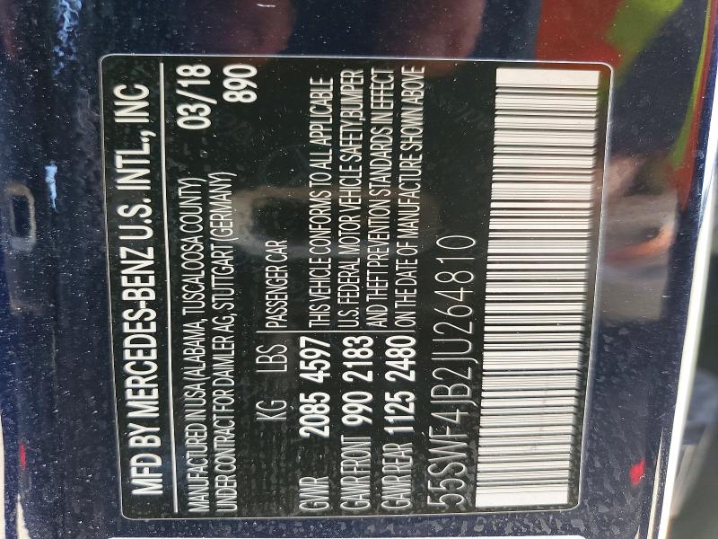 Продажа на аукционе авто 2018 Mercedes-benz C, vin: 55SWF4JB2JU264810, номер лота: 45671146