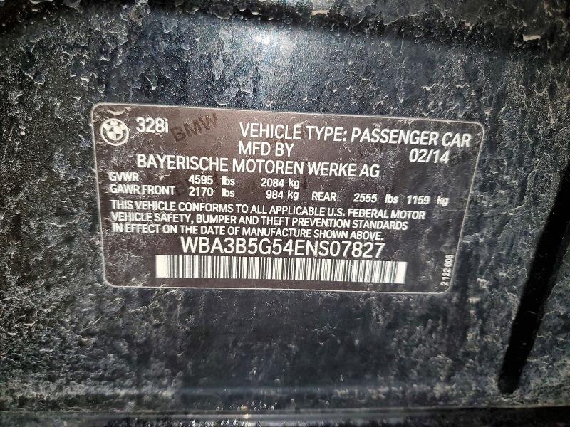 2014 Bmw 328 მანქანა იყიდება აუქციონზე, vin: WBA3B5G54ENS07827, აუქციონის ნომერი: 45918776
