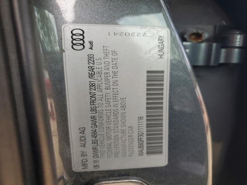 2016 Audi A3 მანქანა იყიდება აუქციონზე, vin: WAUB8GFF3G1111116, აუქციონის ნომერი: 46608466
