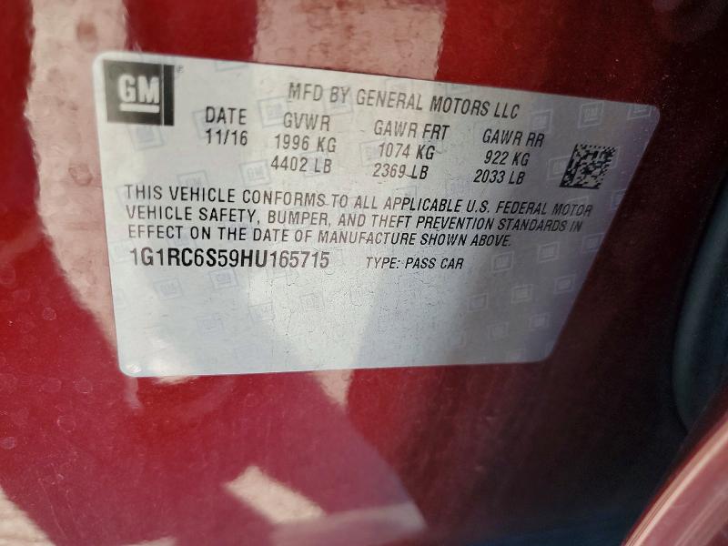 Aukcja sprzedaży 2017 Chevrolet Volt, vin: 1G1RC6S59HU165715, numer aukcji: 46367546